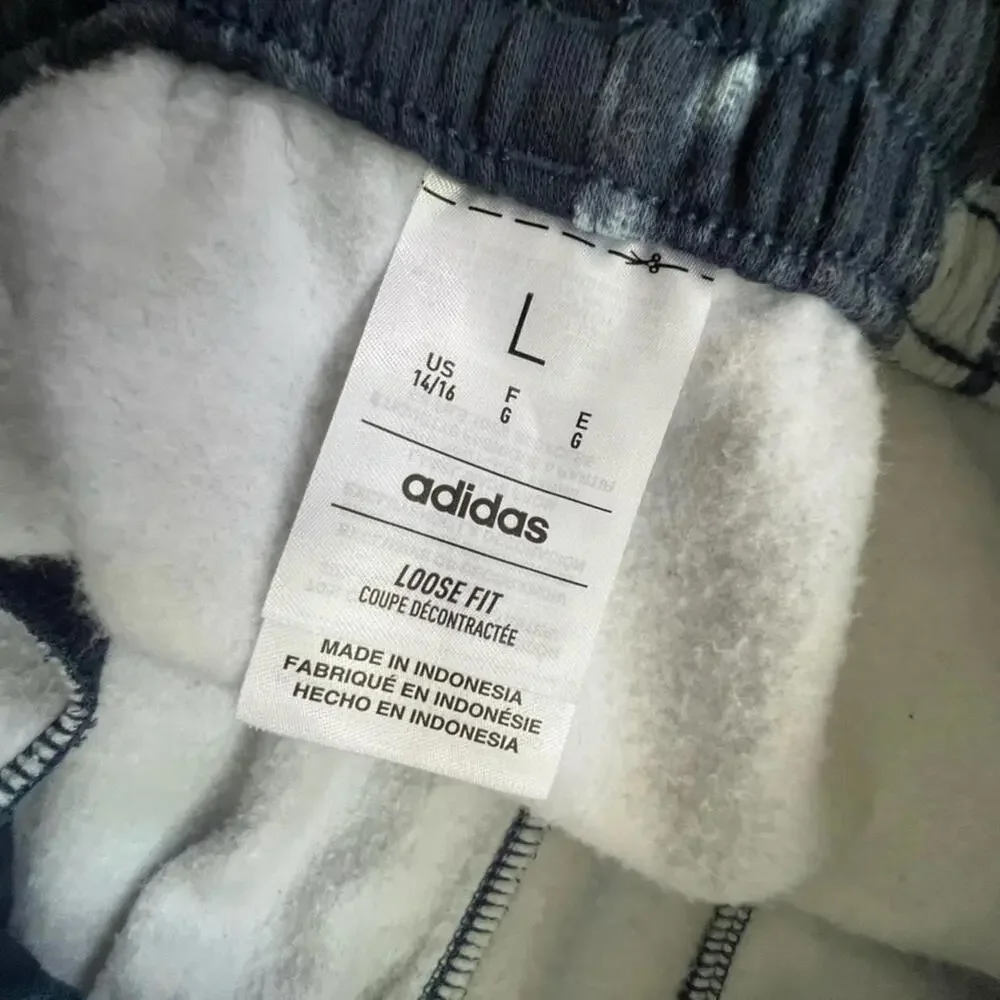 Adidas‎ Joggers Grey Acid Wash Bleach Splatter Loose Fit Kids Size L 14/16
